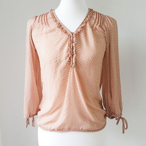 Zara TRF Collection Sheer Peasant Long Sleeve Top